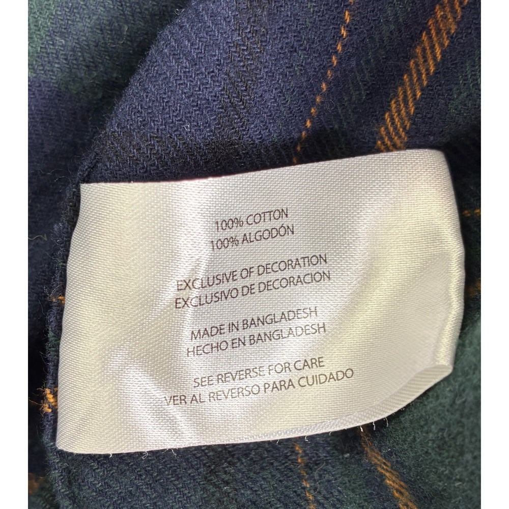 Eddie Bauer Men's M Green Navy Plaid Flannel Shirt Cotton Button Up Outdoor - Picture 6 of 7